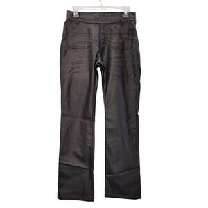 Bevy Straight Leg Pull-On Pant Mid Rise Stretch Waxed Denim Black Womens Size 28